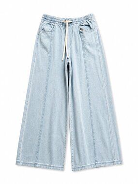 Universal Thread Wide Leg Denim Pants Light Wash Pull-On Size Medium